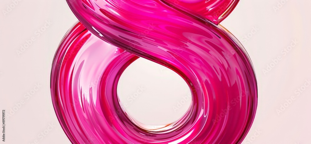 Canvas Prints Stylized Abstract Art: Pink Swirls and Curves on a Light Background