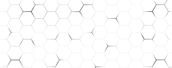 Naklejka premium Abstract white hexagon geometric pattern background. Futuristic digital high-technology banner
