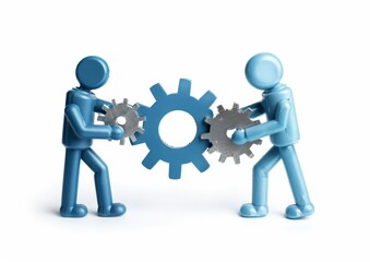 Two Figures Joining Gears