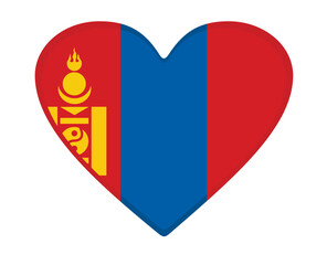 Mongolia flag heart shaped. vector