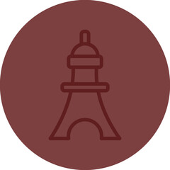 Eiffel Vector Line Maroon Circle Maroon