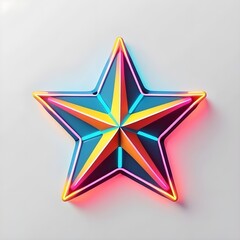 Neon Starburst: A vibrant, multi-colored neon star glows against a clean white background, radiating energy and excitement. Perfect for entertainment, nightlife, and design projects. 
