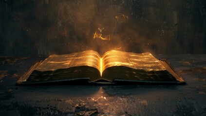 Open Book with Glowing Pages and Mystical Sparks © Mandeep