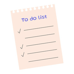 To do list. Paper note template. Vector illustration.