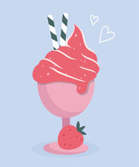 Illustration Bowl Of Ice Cream at Strawberry Taste