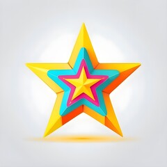 Fototapeta premium Layered Starburst: A vibrant, multi-layered star icon radiating positivity and playful energy. Perfect for designs needing a touch of whimsy and visual appeal. 