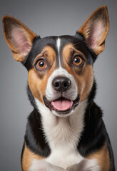  A dog with big, pleading eyes begging for a treat. 