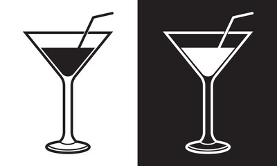 Cocktail glass vector, icon, symbol. Wine Glass Icon, vector, silhouette for web design, logo, app. Set of cocktails glass vector.  Alcohol drink glass vector. Vector illustration. 