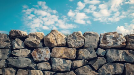 Stone Wall Against a Blue Sky