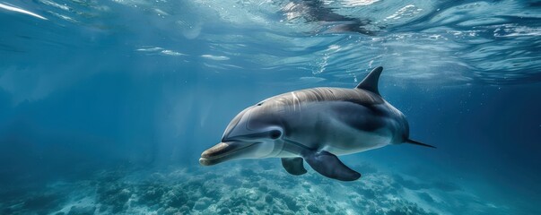 Fototapeta premium Bottlenose dolphin swimming underwater