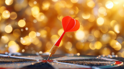 Perfect dart shot with vivid bokeh background, capturing the excitement and precision of the game