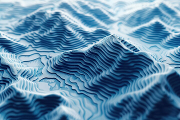 A blue mountain range with a blue ocean in the background.