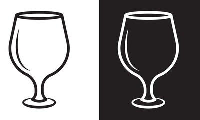 Wine Glass Icon, vector, silhouette. Cocktail glass symbol vector, icon for web design, logo, app.  Set of empty glasses. Vector illustration. 