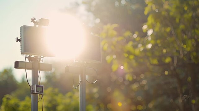 A weather station equipped with solar powered cameras capturing stunning timelapse footage of changing weather patterns.