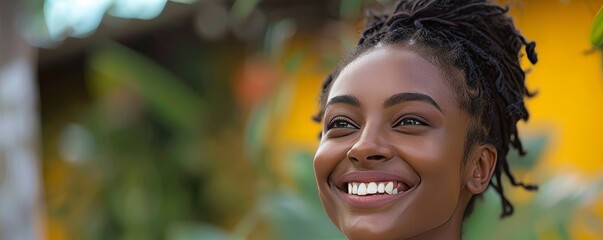 African black woman happy smiling, Generative AI