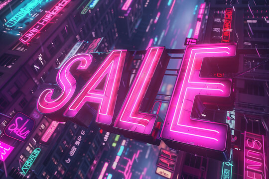 the words 'BLACK FRIDAY' in a bold, neon cyberpunk style. Use glowing, electric colors like bright blue and pink for the text, with a slight flicker effect to mimic neon lights