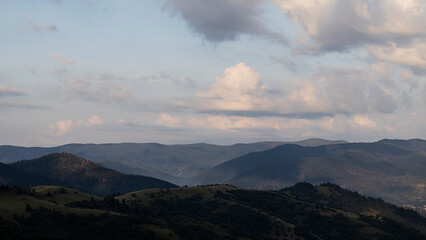 Mountain landscape with clouds in the morning