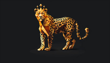 Naklejka premium Regal Cheetah: Geometric Majesty 
