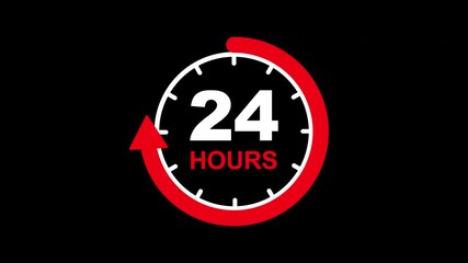 Round 24 Hours Service Icon, Alpha Channel, Transparent Background
