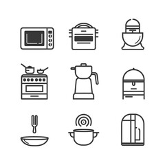 kitchen appliances minimalist line art icon logo symbol