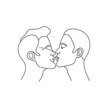 recommend clip art: kissing minimalist line art icon logo symbol