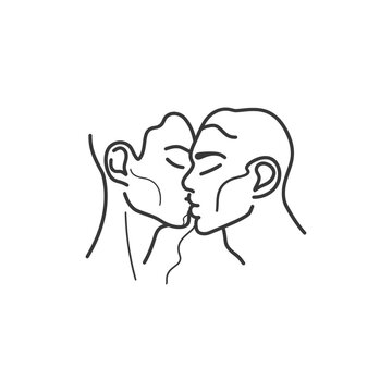 recommend clip art: kissing minimalist line art icon logo symbol