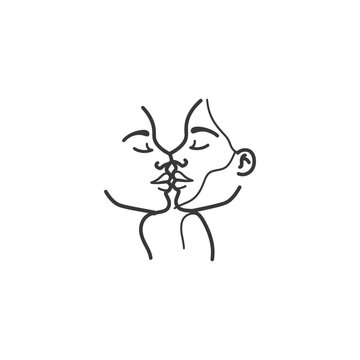 recommend clip art: kissing minimalist line art icon logo symbol