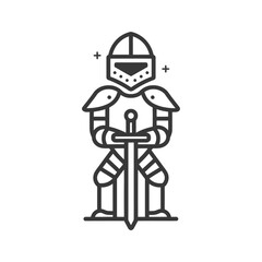knight minimalist line art icon logo symbol