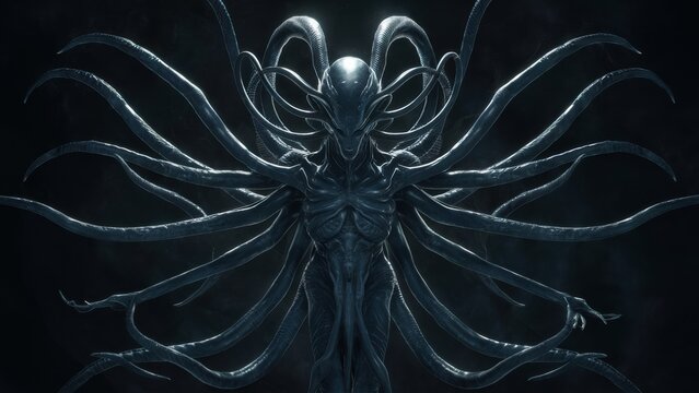 A large alien creature with many tentacles and arms, AI