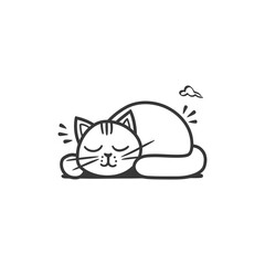 lazy cat animal tired minimalist line art icon logo symbol