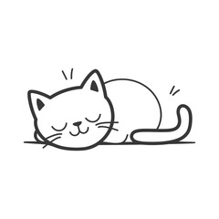 lazy cat animal tired minimalist line art icon logo symbol