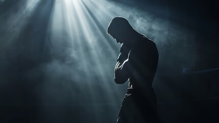 A boxer shadowboxing under a spotlight, their movements sharp and precise.
