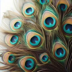 Obraz premium Close Up of Peacock Feathers With Eye Spots, beautiful background