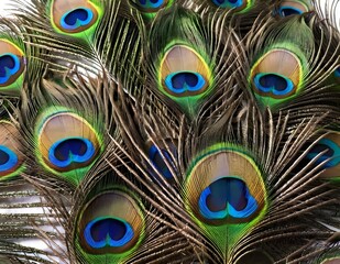 Obraz premium Close Up of Peacock Feathers With Eye Spots, beautiful background