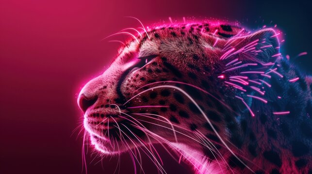 Luminous neon illustrations of wildlife, including animals such as cheetahs and dolphins, crafted with dynamic colors to convey movement and energy.