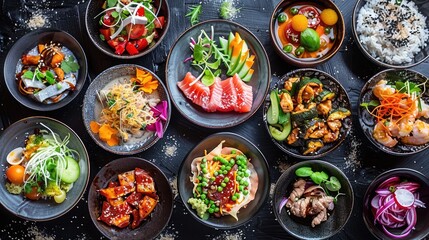 Fresh Sushi Rolls with Vibrant Toppings