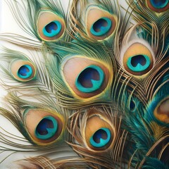 Obraz premium Close Up of Peacock Feathers With Eye Spots, beautiful background