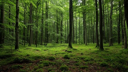 Obraz premium Isolated forest with no people. Useful as a wallpaper for websites or online advertising. 