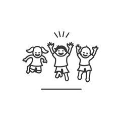 kids jumping minimalist line art icon logo symbol