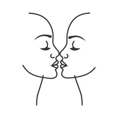 kissing minimalist line art icon logo symbol