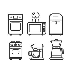 kitchen and household appliances minimalist line art icon logo symbol
