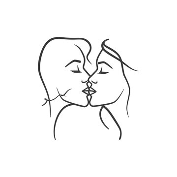 recommend clip art: kissing minimalist line art icon logo symbol