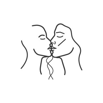 recommend clip art: kissing minimalist line art icon logo symbol