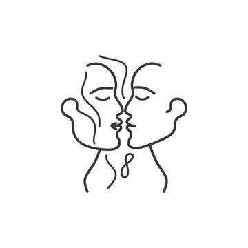 recommend clip art: kissing minimalist line art icon logo symbol