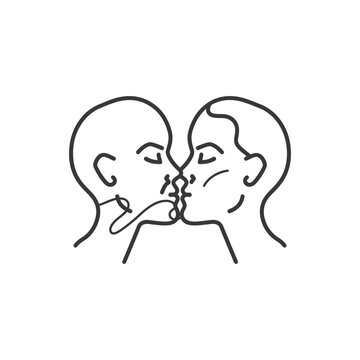 recommend clip art: kissing minimalist line art icon logo symbol