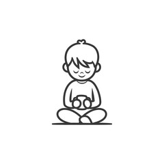 little boy playing smartphone minimalist line art icon logo symbol