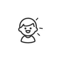 little boy stick figure speech bubble minimalist line art icon logo symbol