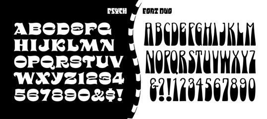 A pair of alphabets with a vibe from the psychedelic sixties.