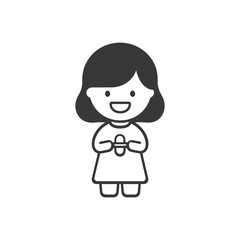 Obraz premium little girl brushing teeth minimalist line art icon logo symbol