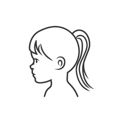 little girl head minimalist line art icon logo symbol